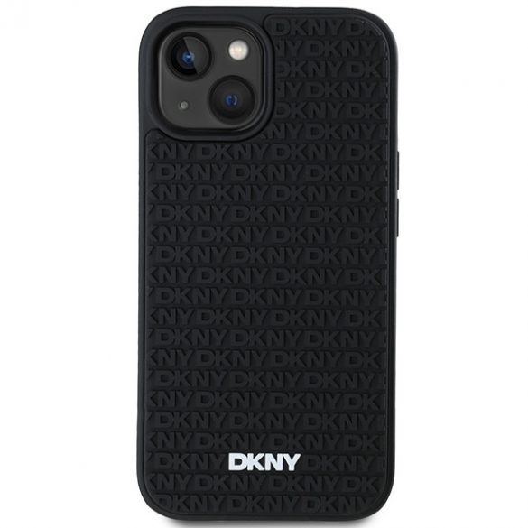 DKNY DKHCP15S3DRPWK iPhone 15 / 14 / 13 Carcasă rigidă de 6,1 inchi, neagră/czarny, model de repetare din cauciuc 3D