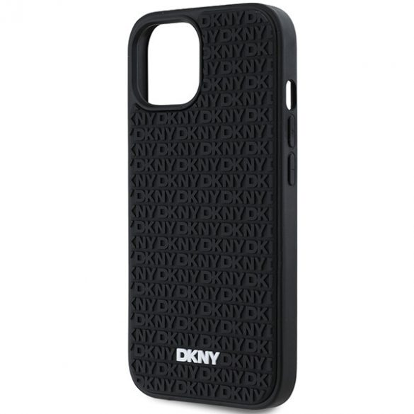 DKNY DKHCP15S3DRPWK iPhone 15 / 14 / 13 Carcasă rigidă de 6,1 inchi, neagră/czarny, model de repetare din cauciuc 3D