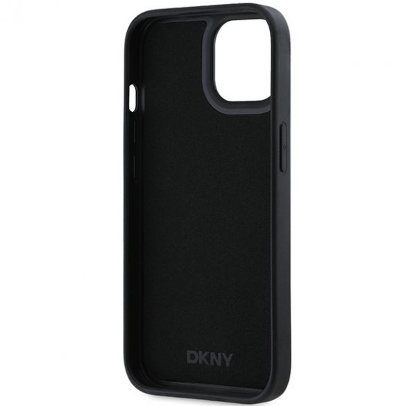 DKNY DKHCP15S3DRPWK iPhone 15 / 14 / 13 Carcasă rigidă de 6,1 inchi, neagră/czarny, model de repetare din cauciuc 3D