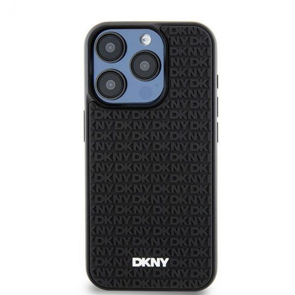 DKNY DKHCP15L3DRPWK iPhone 15 Pro 6,1" carcasă rigidă, neagră/negru, model de repetare din cauciuc 3D