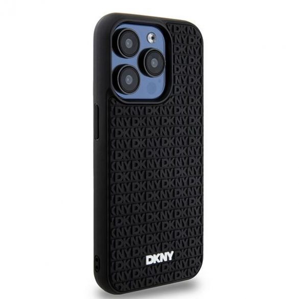 DKNY DKHCP15L3DRPWK iPhone 15 Pro 6,1" carcasă rigidă, neagră/negru, model de repetare din cauciuc 3D