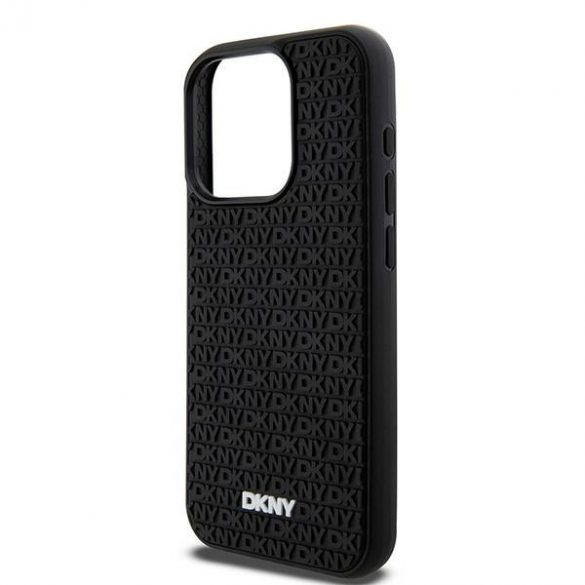 DKNY DKHCP15L3DRPWK iPhone 15 Pro 6,1" carcasă rigidă, neagră/negru, model de repetare din cauciuc 3D