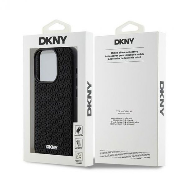 DKNY DKHCP15L3DRPWK iPhone 15 Pro 6,1" carcasă rigidă, neagră/negru, model de repetare din cauciuc 3D