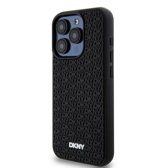 DKNY DKHCP15X3DRPWK iPhone 15 Pro Max 6,7" carcasă rigidă, neagră/negru, model de repetare din cauciuc 3D