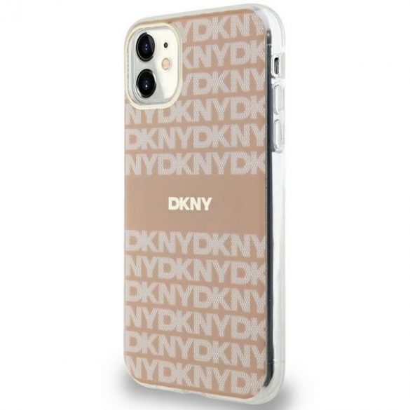 DKNY DKHMN61HRHSEP iPhone 11 / Xr 6,1" husă rigidă rożowy/roz IML Mono & Stripe MagSafe