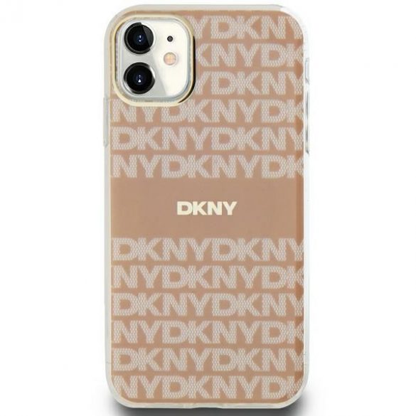 DKNY DKHMN61HRHSEP iPhone 11 / Xr 6,1" husă rigidă rożowy/roz IML Mono & Stripe MagSafe