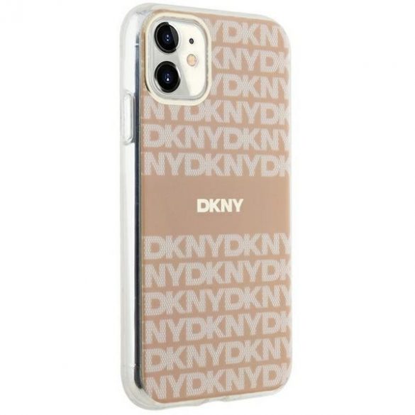 DKNY DKHMN61HRHSEP iPhone 11 / Xr 6,1" husă rigidă rożowy/roz IML Mono & Stripe MagSafe