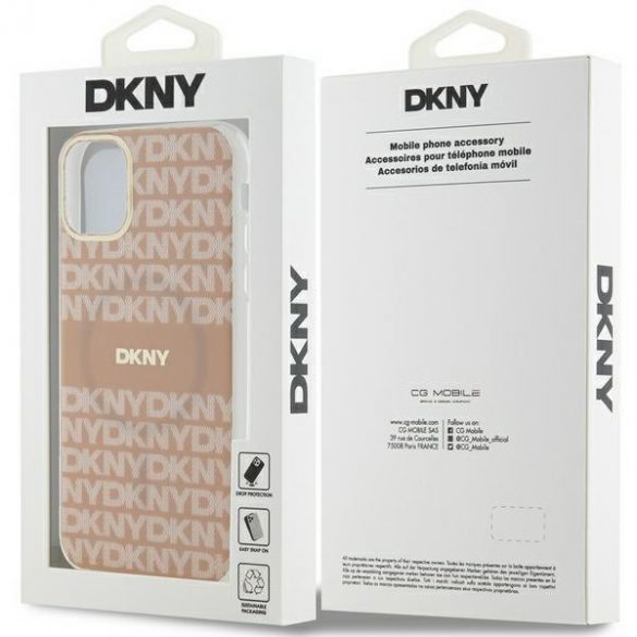 DKNY DKHMN61HRHSEP iPhone 11 / Xr 6,1" husă rigidă rożowy/roz IML Mono & Stripe MagSafe