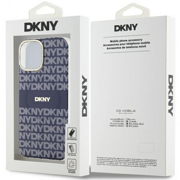 DKNY DKHMP15SHHRSEB iPhone 15 / 14 / 13 6.1" niebieski/albastru hardcase IML Mono & Stripe MagSafe