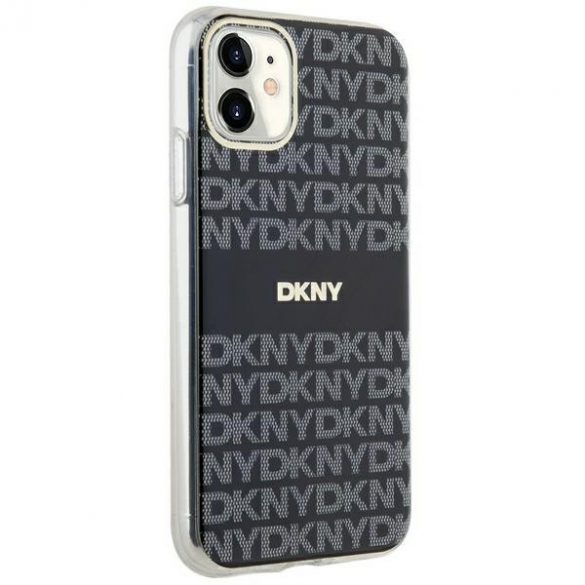 DKNY DKHMN61HRHSEK Carcasă rigidă pentru iPhone 11 / Xr de 6,1 inchi/negru IML Mono & Stripe MagSafe