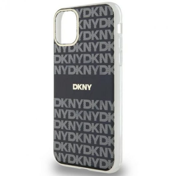 DKNY DKHMN61HRHSEK Carcasă rigidă pentru iPhone 11 / Xr de 6,1 inchi/negru IML Mono & Stripe MagSafe