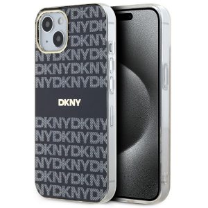 DKNY DKHMP14SHRHSEK Carcasă rigidă pentru iPhone 14 / 15 / 13 de 6,1 inchi/negru IML Mono & Stripe MagSafe