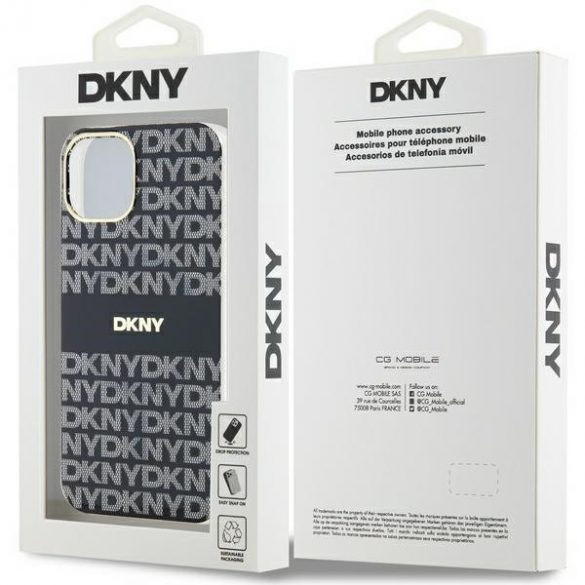 DKNY DKHMP14SHRHSEK Carcasă rigidă pentru iPhone 14 / 15 / 13 de 6,1 inchi/negru IML Mono & Stripe MagSafe