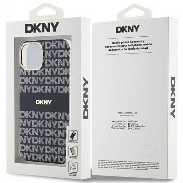 DKNY DKHMP15MHRHSEK Carcasă rigidă pentru iPhone 15 Plus / 14 Plus de 6,7 inchi/negru IML Mono & Stripe MagSafe