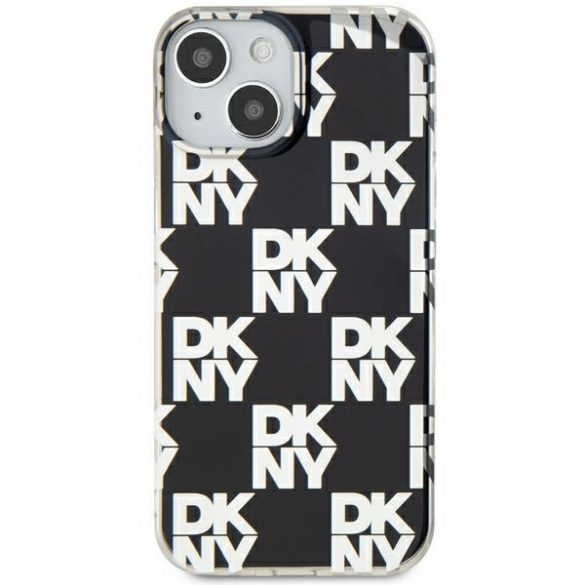 DKNY DKHCP15MHDLCEK iPhone 15 Plus / 14 Plus husă rigidă de 6,7 inchi, neagră/czarny, model mono în carouri IML