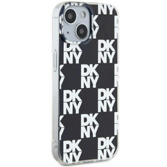 DKNY DKHCP15MHDLCEK iPhone 15 Plus / 14 Plus husă rigidă de 6,7 inchi, neagră/czarny, model mono în carouri IML