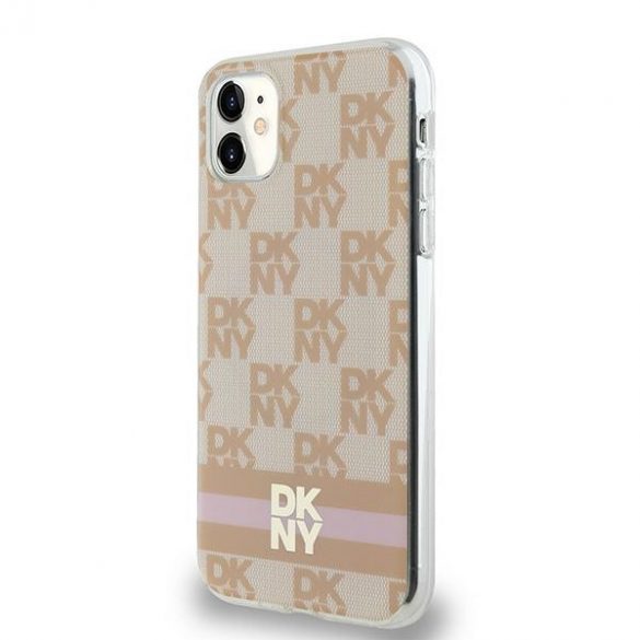 DKNY DKHMN61HCPTSP iPhone 11 / Xr 6,1" husă rigidă rożowy/roz IML în carouri mono model și dungi imprimate MagSafe