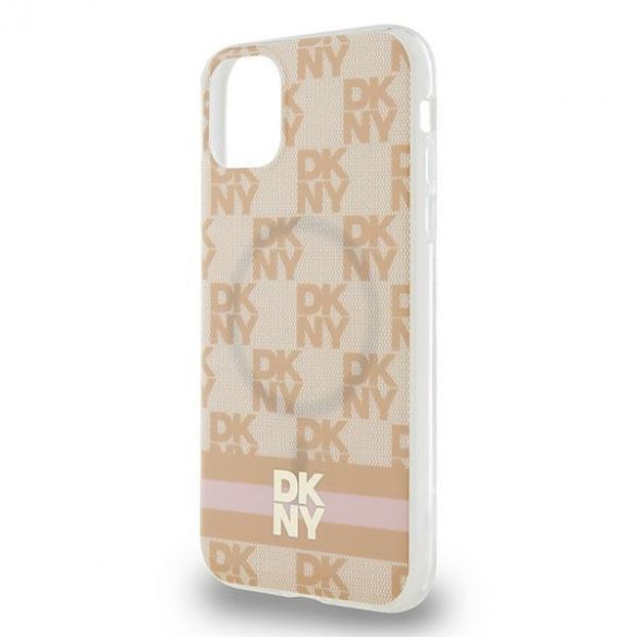 DKNY DKHMN61HCPTSP iPhone 11 / Xr 6,1" husă rigidă rożowy/roz IML în carouri mono model și dungi imprimate MagSafe