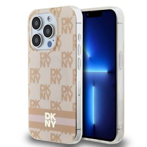 DKNY DKHMP13LHCPTSP iPhone 13 Pro / 13 Husă rigidă rozowy/roz de 6,1 inchi IML în carouri mono model și dungi imprimate MagSafe