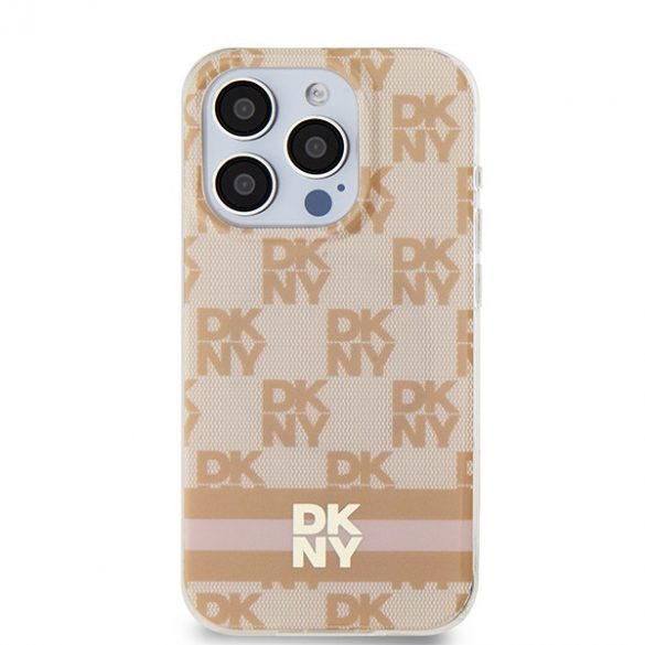 DKNY DKHMP13LHCPTSP iPhone 13 Pro / 13 Husă rigidă rozowy/roz de 6,1 inchi IML în carouri mono model și dungi imprimate MagSafe