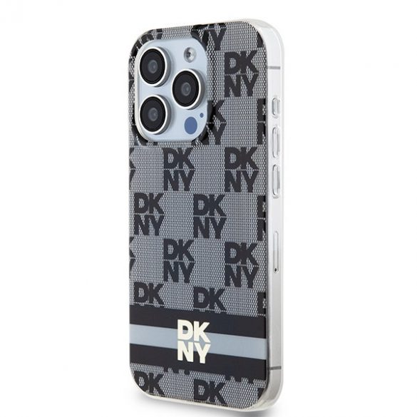 DKNY DKHMP13LHCPTSK iPhone 13 Pro / 13 Carcasă rigidă de 6,1 inchi, neagră/czarny, IML în carouri, model mono și dungi imprimate MagSafe