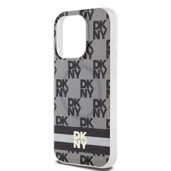 DKNY DKHMP13LHCPTSK iPhone 13 Pro / 13 Carcasă rigidă de 6,1 inchi, neagră/czarny, IML în carouri, model mono și dungi imprimate MagSafe