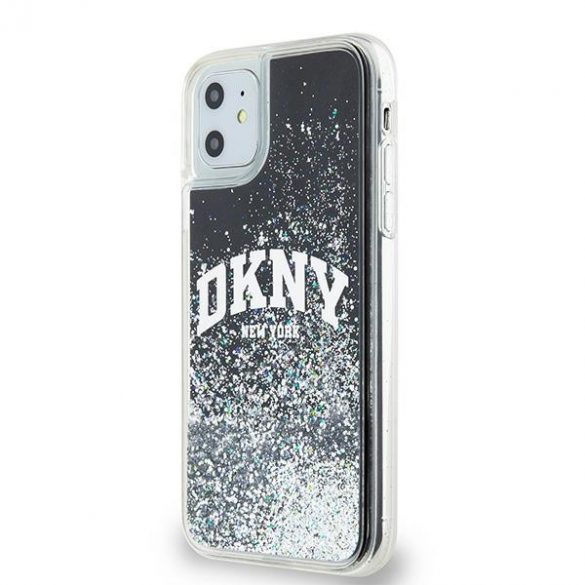 DKNY DKHCN61LBNAEK Husă rigidă pentru iPhone 11 / Xr de 6,1 inchi/negru cu sclipici lichide Big Logo