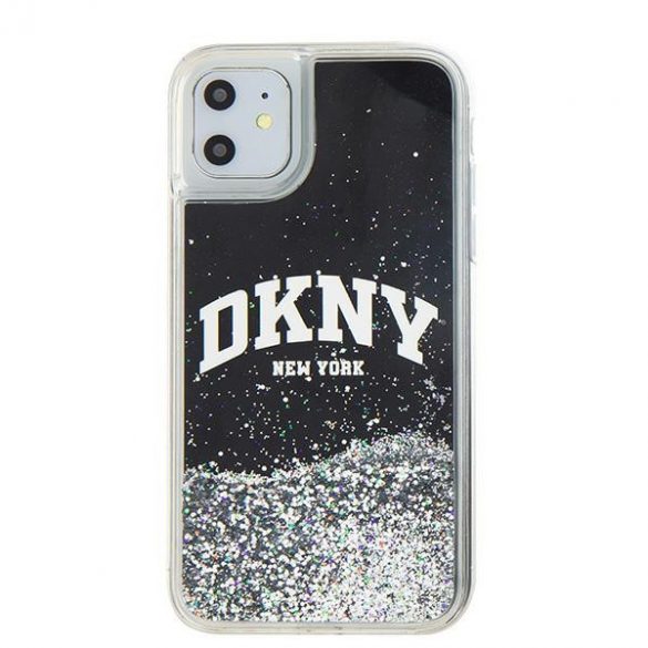 DKNY DKHCN61LBNAEK Husă rigidă pentru iPhone 11 / Xr de 6,1 inchi/negru cu sclipici lichide Big Logo