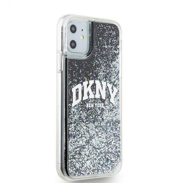 DKNY DKHCN61LBNAEK Husă rigidă pentru iPhone 11 / Xr de 6,1 inchi/negru cu sclipici lichide Big Logo