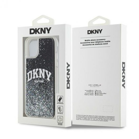 DKNY DKHCN61LBNAEK Husă rigidă pentru iPhone 11 / Xr de 6,1 inchi/negru cu sclipici lichide Big Logo