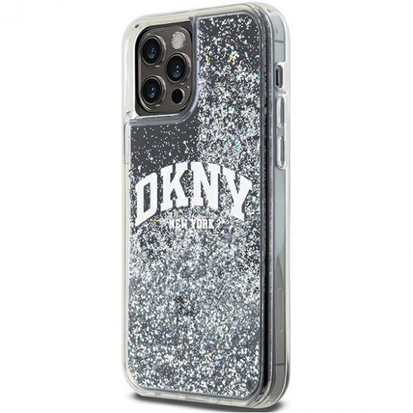 DKNY DKHCP12MLBNAEK iPhone 12/12 Pro 6.1" carcasă rigidă/neagră Liquid Glitter Big Logo