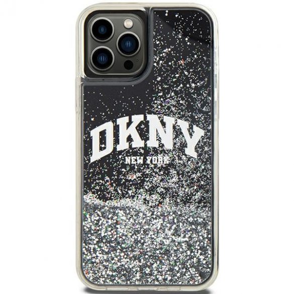 DKNY DKHCP12MLBNAEK iPhone 12/12 Pro 6.1" carcasă rigidă/neagră Liquid Glitter Big Logo