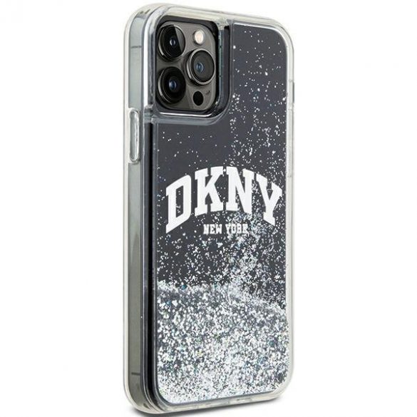 DKNY DKHCP12MLBNAEK iPhone 12/12 Pro 6.1" carcasă rigidă/neagră Liquid Glitter Big Logo