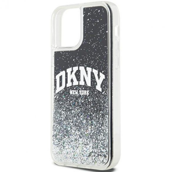 DKNY DKHCP12MLBNAEK iPhone 12/12 Pro 6.1" carcasă rigidă/neagră Liquid Glitter Big Logo