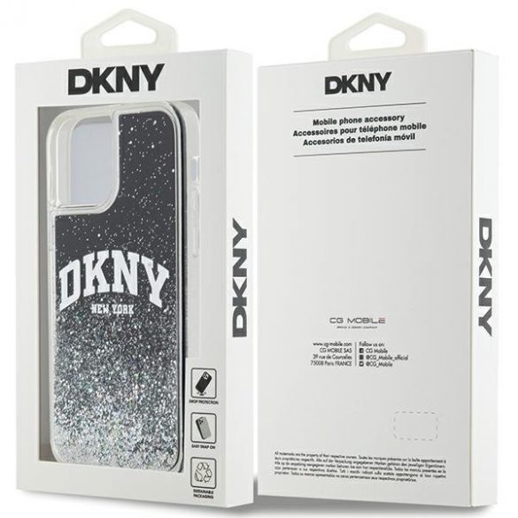 DKNY DKHCP12MLBNAEK iPhone 12/12 Pro 6.1" carcasă rigidă/neagră Liquid Glitter Big Logo