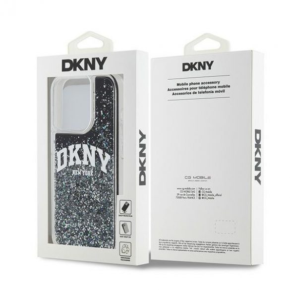 DKNY DKHCP13LLBNAEK iPhone 13 Pro / 13 6.1" carcasă rigidă/neagră Liquid Glitter Big Logo