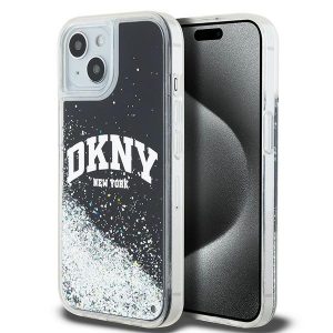 DKNY DKHCP14SLBNAEK iPhone 14 / 15 / 13 6.1" carcasă rigidă/neagră Liquid Glitter Big Logo