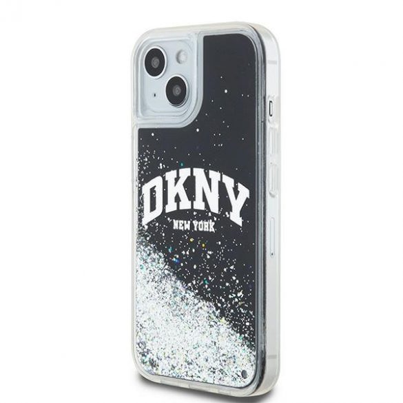 DKNY DKHCP14SLBNAEK iPhone 14 / 15 / 13 6.1" carcasă rigidă/neagră Liquid Glitter Big Logo