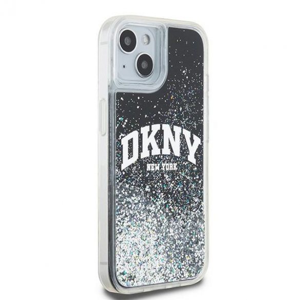 DKNY DKHCP14SLBNAEK iPhone 14 / 15 / 13 6.1" carcasă rigidă/neagră Liquid Glitter Big Logo