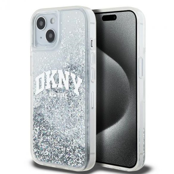 DKNY DKHCP15SLBNAET iPhone 15 / 14 / 13 6.1" biały/alb hardcase Liquid Glitter Big Logo