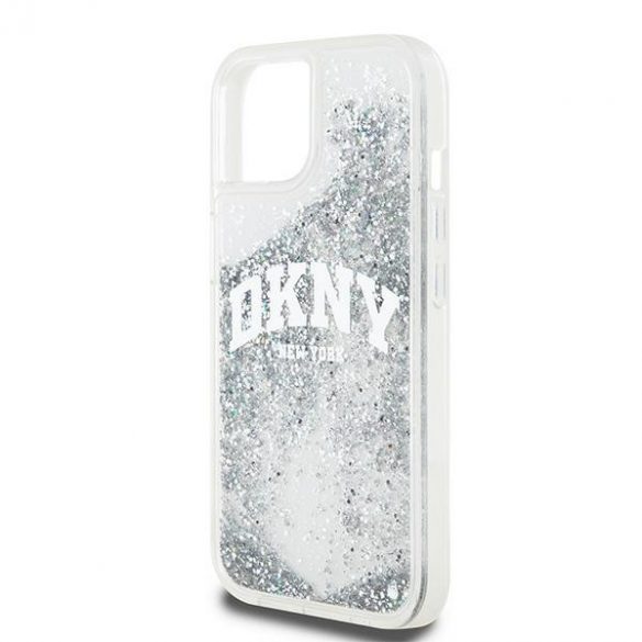 DKNY DKHCP15SLBNAET iPhone 15 / 14 / 13 6.1" biały/alb hardcase Liquid Glitter Big Logo