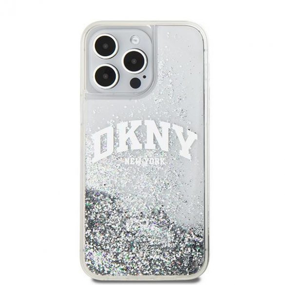 DKNY DKHCP15LLBNAET Husă rigidă pentru iPhone 15 Pro de 6,1 inchi biał/alb Liquid Glitter Big Logo