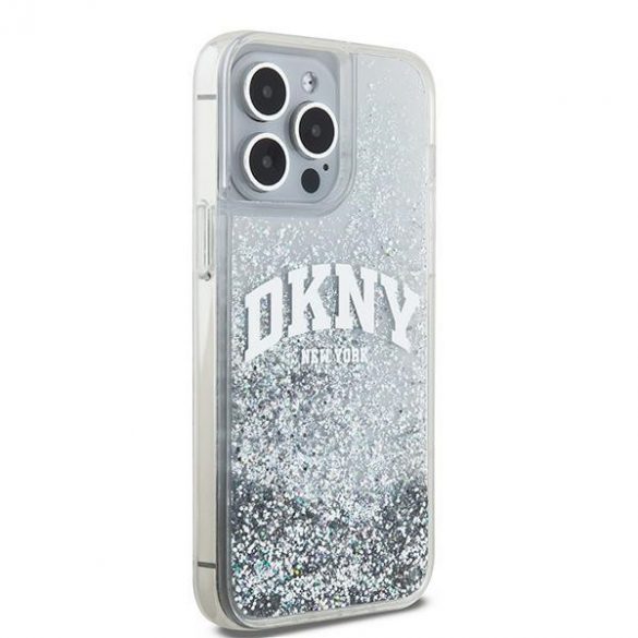 DKNY DKHCP15LLBNAET Husă rigidă pentru iPhone 15 Pro de 6,1 inchi biał/alb Liquid Glitter Big Logo