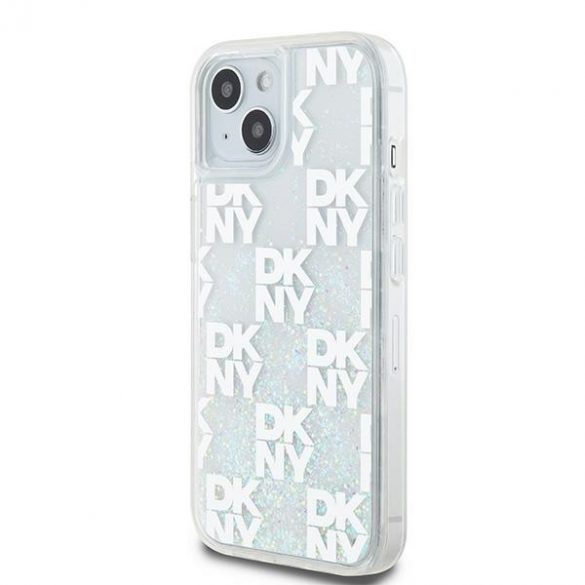 DKNY DKHCP15SLCPEPT iPhone 15 / 14 / 13 6.1" biały/alb hardcase Liquid Glitter Multilogo