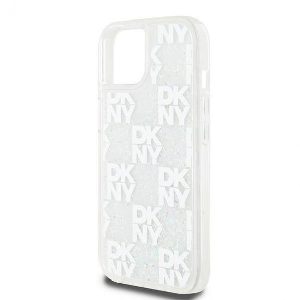 DKNY DKHCP15SLCPEPT iPhone 15 / 14 / 13 6.1" biały/alb hardcase Liquid Glitter Multilogo