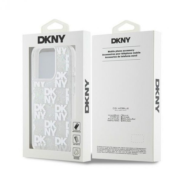 DKNY DKHCP15LLCPEPT iPhone 15 Pro 6.1" biał/alb hardcase Liquid Glitter Multilogo