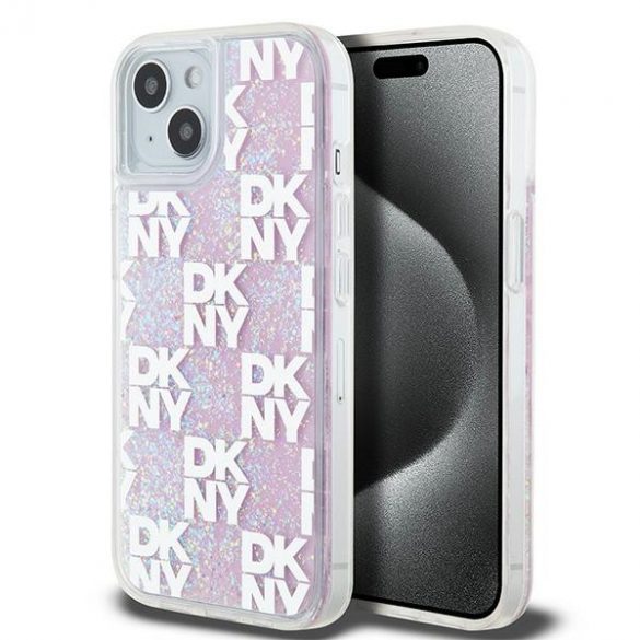 DKNY DKHCP15SLCPEPP iPhone 15 / 14 / 13 6,1" husă rigidă rożowy/roz Liquid Glitter Multilogo