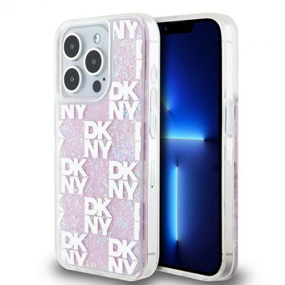 DKNY DKHCP15LLCPEPP iPhone 15 Pro 6.1" husă rigidă rozowy/roz Liquid Glitter Multilogo