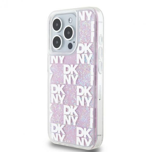 DKNY DKHCP15LLCPEPP iPhone 15 Pro 6.1" husă rigidă rozowy/roz Liquid Glitter Multilogo