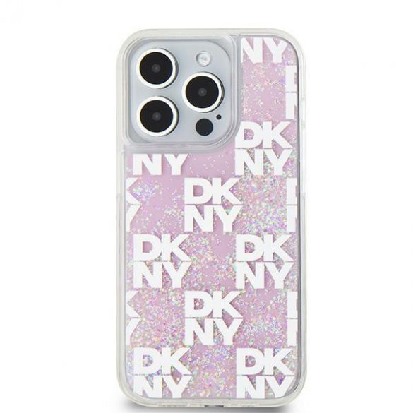 DKNY DKHCP15LLCPEPP iPhone 15 Pro 6.1" husă rigidă rozowy/roz Liquid Glitter Multilogo